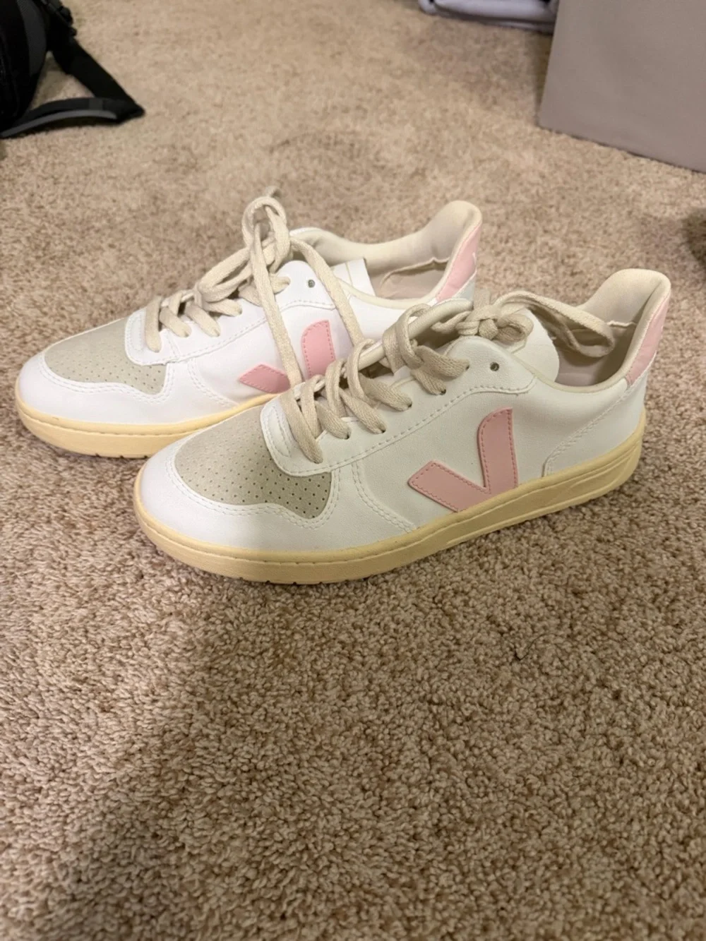 Veja Women Sneakers in Cream, Pink and Yellow Sole